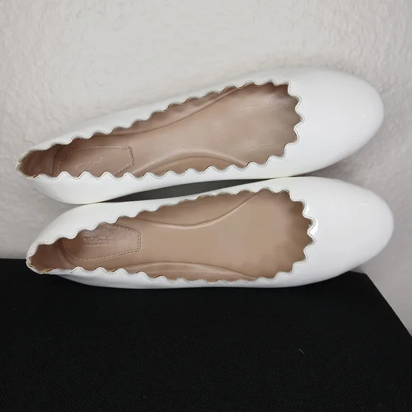 Chloe Lauren Scalloped Ballet Flats white size 5 us almost new cond. no creasing - Picture 9 of 12